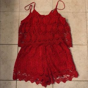 Yumi Kim Red Lace Romper